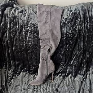 Over the Knee Gray Suede Boots